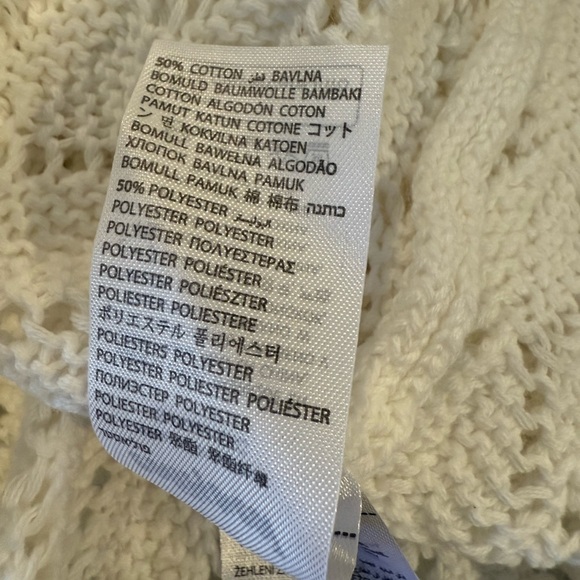 Edikted White Crochet Sweater Dress M Boho Hippie Fit & Flare Bell Sleeve Knit - Picture 7 of 7